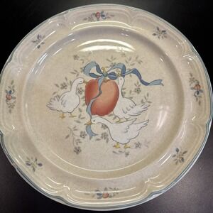 Chipped ! VTG International China Marmalade Stoneware Dinner Plate Geese Apple
